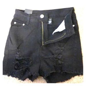 Black distressed shorts for Fashion Nova